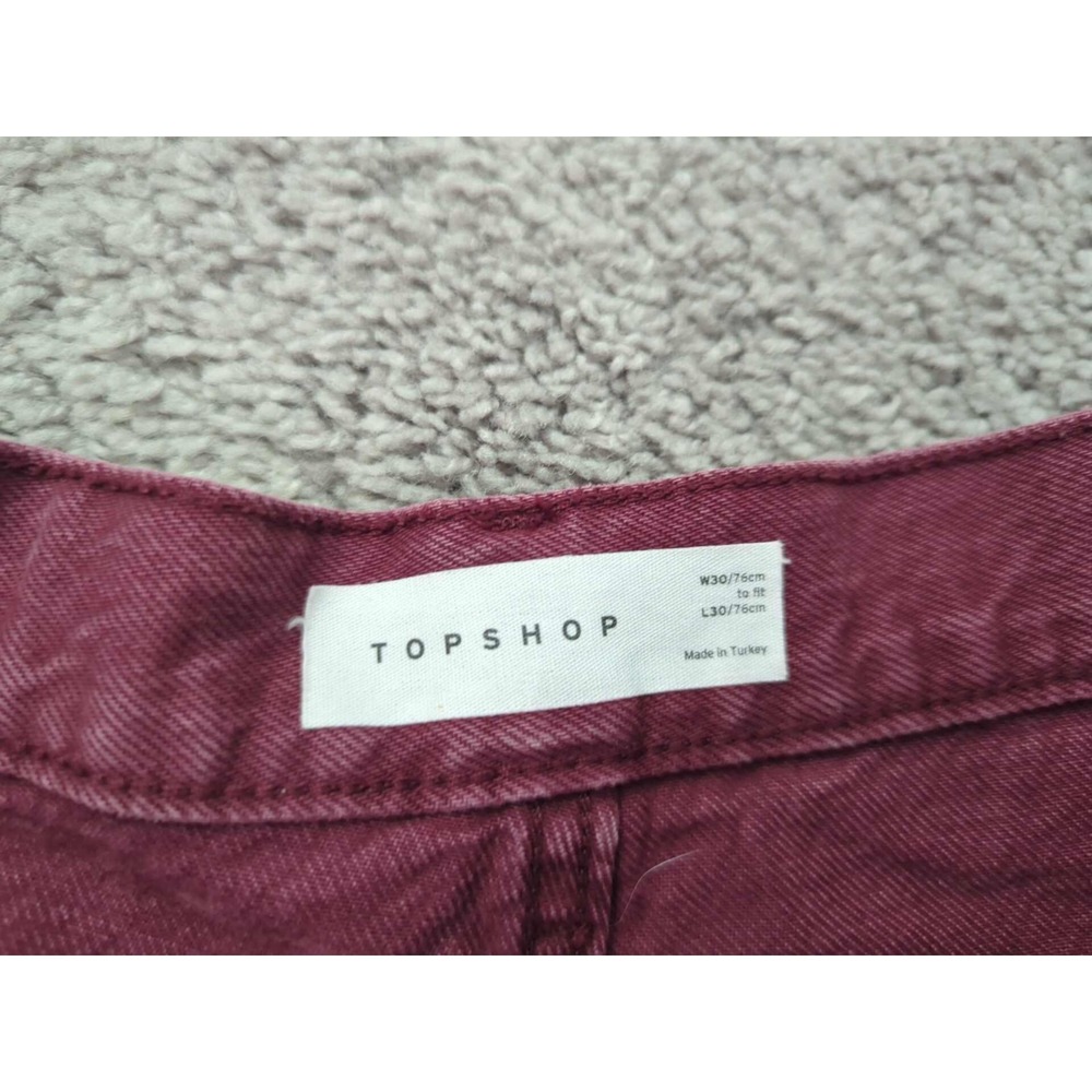 Topshop‎ Jeans Womens 30x27 Red Denim High Rise Straight Leg 90s Retro Classic - Picture 2 of 9